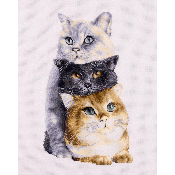 Dutch Stitch Brothers counted cross stitch kit "Three Cats Aida", 18x26cm, DIY