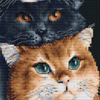 Kit de punto de cruz contado Dutch Stitch Brothers "Tres gatos Aida negra", 18x26cm