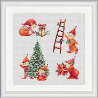 Kit punto croce Dutch Stitch Brothers "Elfi di Natale 1 Aida", 25x25 cm