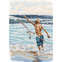 RTO counted cross stitch kit "Boy and the Sea", 20,5x28,5cm, DIY
