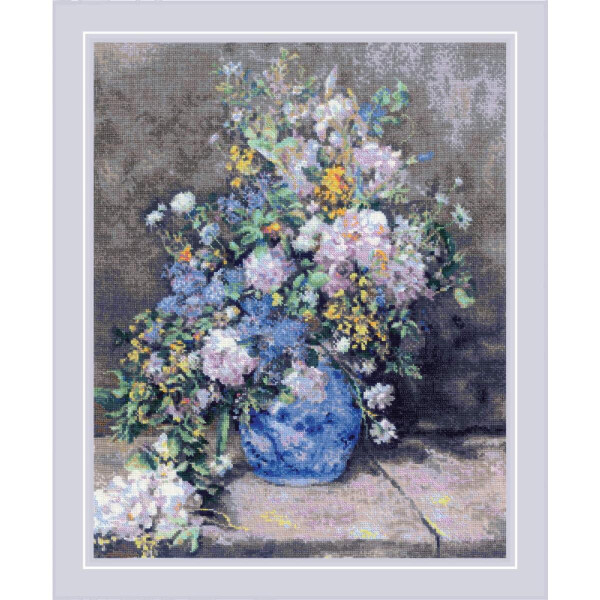 Riolis counted cross stitch kit "Spring Bouquet after P.A. Renoirs Painting", 40x50cm, DIY