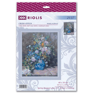 Riolis Kreuzstich Stickpackung "Frühlingsstrauß nach P.A. Renoirs Gemälde", Zählmuster, 40x50cm