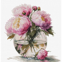 Luca-S counted cross stitch kit "Bouquet of Peonies", 29x31cm, DIY