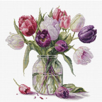 Luca-S counted cross stitch kit "Bouquet of Tulips", 30x31cm, DIY