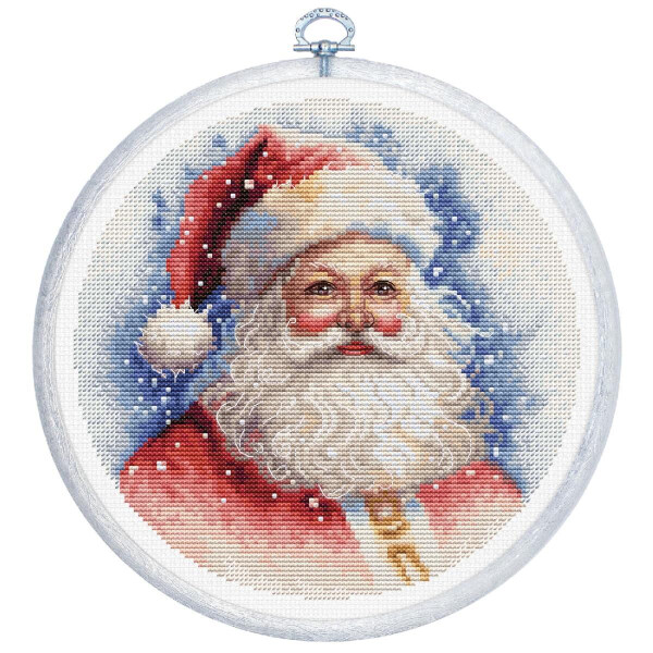 Luca-S counted cross stitch kit with hoop "Santa", 17x17cm, DIY