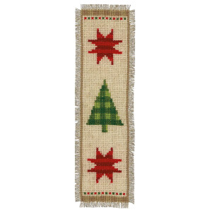 Vervaco Lesezeichen Kreuzstich Stickpackung "Karierte Weihnachtsbäume" 2er Stickpackung, Zählmuster, 6x20cm
