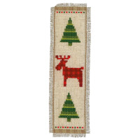 Vervaco marque-page kit point de croix compté "Sapins de Noël à carreaux" Stickpackung de 3, 6x20cm