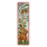 Vervaco bookmark counted cross stitch kit "Rabbit and squirrel" Stickpackung of 3, 6x20cm, DIY