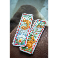 Vervaco bookmark counted cross stitch kit "Rabbit and squirrel" Stickpackung of 3, 6x20cm, DIY