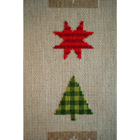 Vervaco counted cross stitch kit tablechloth "Checkered Christmas trees", 29x102cm, DIY