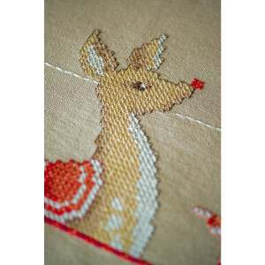 Vervaco stamped cross stitch kit tablechloth "Reindeer in Christmas spirit", 80x80cm, DIY