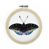 Panna stamped satin stitch kit on Organza with wooden hoop "Archduke Butterfly", 13x13cm, DIY