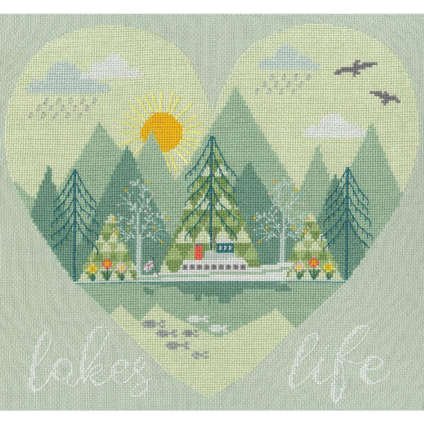 Kit de punto de cruz contado Bothy Threads "Lakes Life", XHY7, 32x30cm