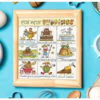 Bothy Threads counted cross stitch kit "Fun With Puddings", XHS18, 26x29cm, DIY