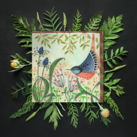 Bothy Threads stamped embroidery kit "Flights Of Fancy - Nuthatch", ELH5, 16x16cm, DIY