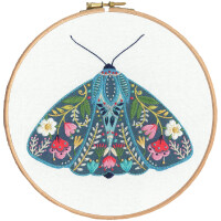 Kit de bordado estampado Bothy Threads con aro "Pollen-Moth", EPO3, Diam. 17,5cm