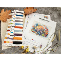 Letistitch counted cross stitch kit "Autumn with a rabbit", 20x25cm, DIY