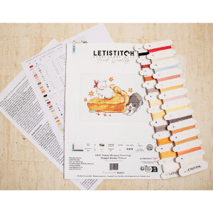 Letistitch counted cross stitch kit "Eating Sleeping Streching", 11x16cm, DIY