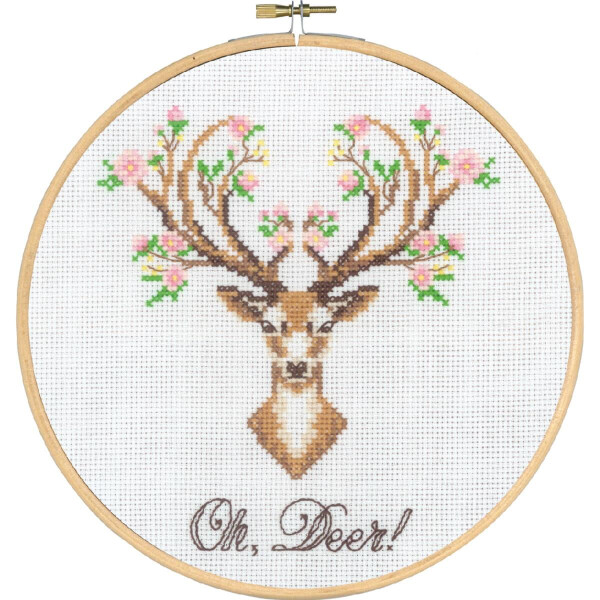 Permin counted cross stitch kit with hoop "Deer ", Diam. 20cm, DIY