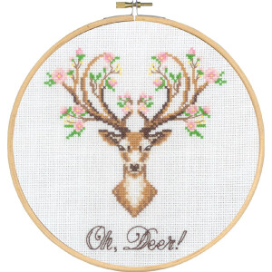 Permin counted cross stitch kit with hoop "Deer...