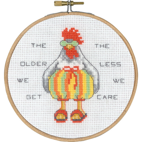 Permin counted cross stitch kit with hoop "The older we get ", Diam. 13cm, DIY