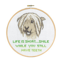 Permin counted cross stitch kit with hoop "Life is short ", Diam. 20cm, DIY