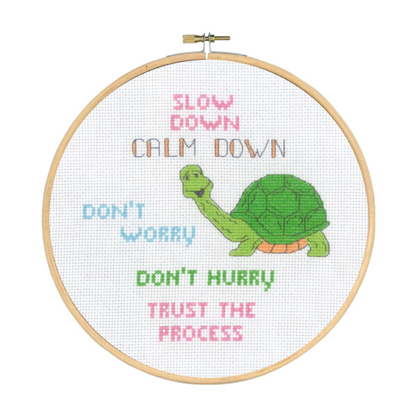 Permin counted cross stitch kit with hoop "Slow down ", Diam. 20cm, DIY