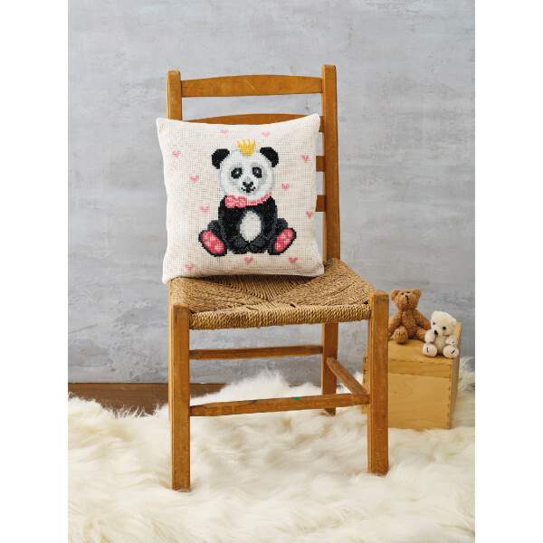 Permin counted cross stitch kit cushion front "Panda", 30x30cm, DIY
