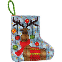 Permin counted cross stitch kit stocking mini "Moose", 7x7cm, DIY