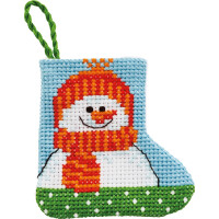 Permin counted cross stitch kit stocking mini "Snowman", 7x7cm, DIY