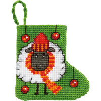 Permin counted cross stitch kit stocking mini "Sheep", 7x7cm, DIY