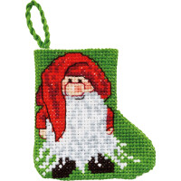 Permin counted cross stitch kit stocking mini "Gnome", 7x7cm, DIY