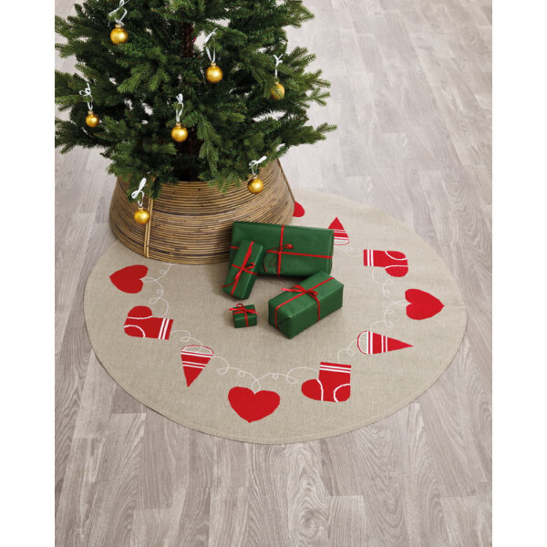 Permin telpakket Weihnachtsbaumdecke "Heart & Cone", Diam. 125cm