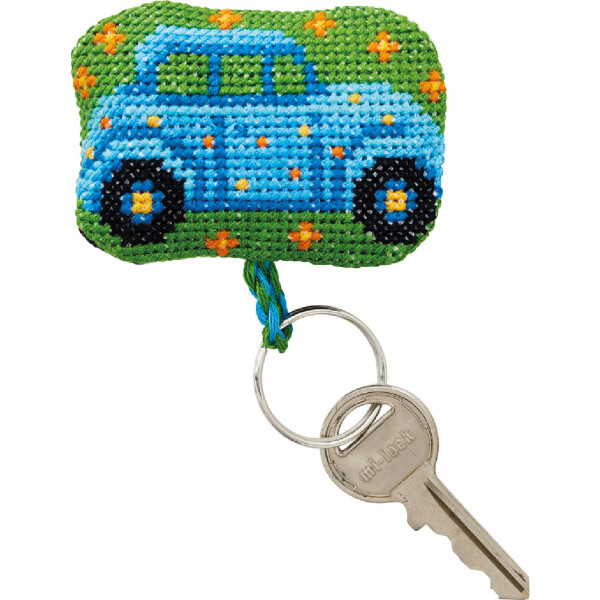 Permin counted cross stitch kit key ring pendant "Car", 7x5cm, DIY