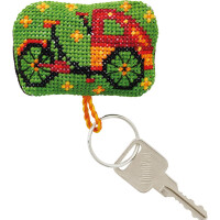 Permin counted cross stitch kit key ring pendant "Cargo bike", 7x5cm, DIY