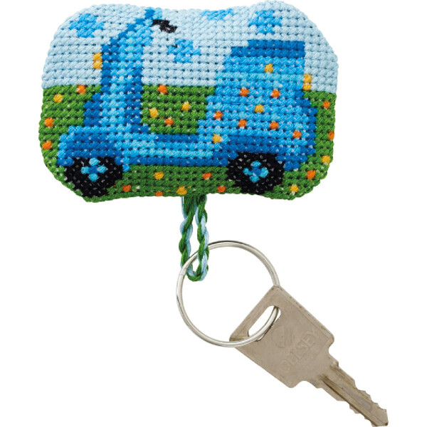 Permin counted cross stitch kit key ring pendant "Scooter", 7x5cm, DIY