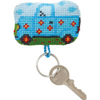 Permin counted cross stitch kit key ring pendant "Flatbed truck", 7x5cm, DIY