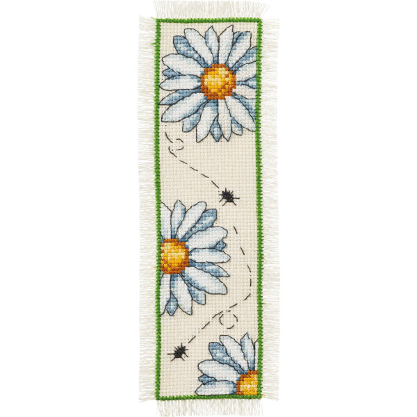 Permin counted cross stitch kit bookmark "Daisies", 7x22cm, DIY