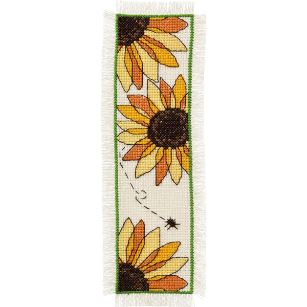 Permin Kreuzstich Stickpackung Lesezeichen "Sonnenblumen", Zählmuster, 7x22cm