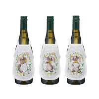 Kit punto croce Permin grembiuli bottiglia, set da 3 pezzi "Coniglietto di Pasqua", 10x15 cm