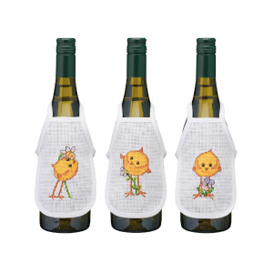 Permin counted cross stitch kit bottle aprons, set of 3...