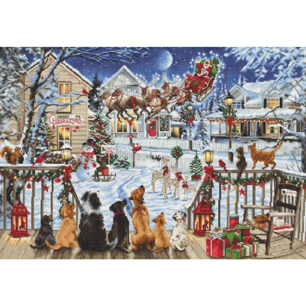 Luca-S counted cross stitch kit "Pets on The Porch", 47x33cm, DIY