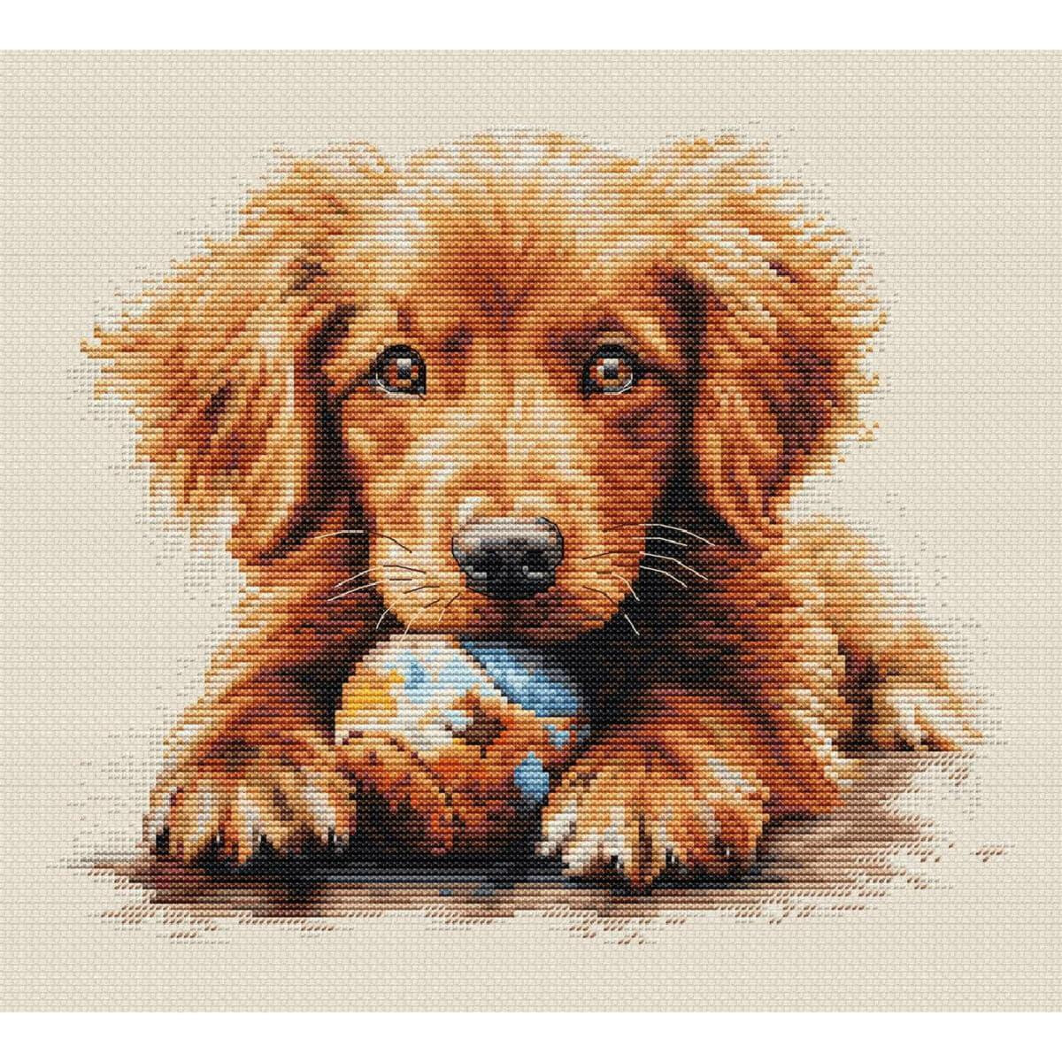 This Luca-s embroidery pack features a cute brown puppy...
