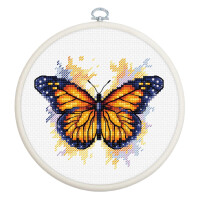 Luca-S counted cross stitch kit with hoop "The Monarch Butterfly", 9x8cm, DIY