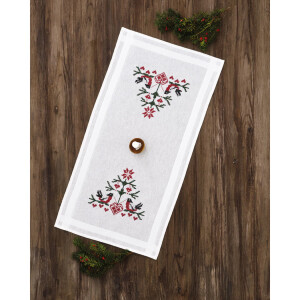 Permin table runner stamped cross stitch kit "Birds...