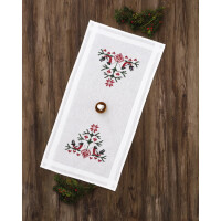 Permin table runner stamped cross stitch kit "Birds with hearts", 40x80cm, DIY