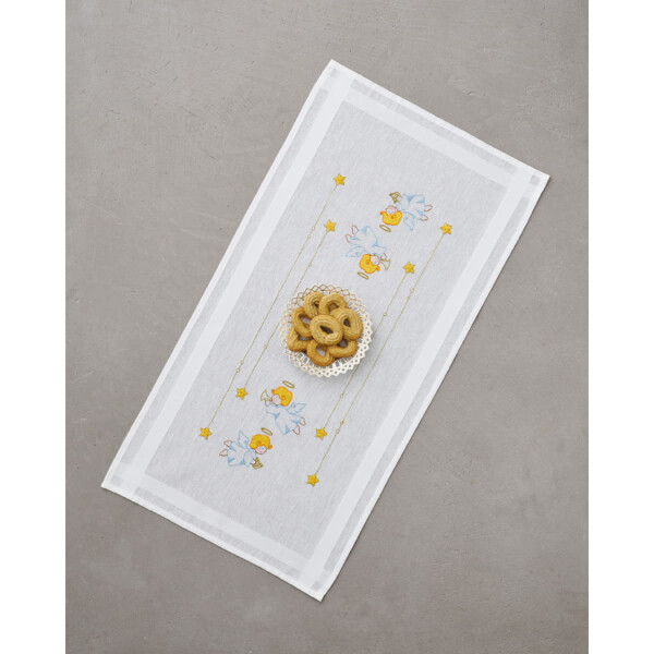 Permin table runner stamped satin stitch kit "Angels", 40x80cm, DIY