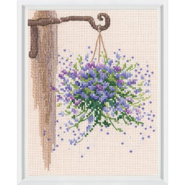 RTO counted cross stitch kit "In the Moment, hanging basket", 12,5x15,5cm, DIY