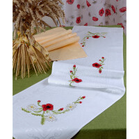 Table runner „Wave“ damask with embroidery field in Aida for cross stitch, 40x100cm, 6636, different colors