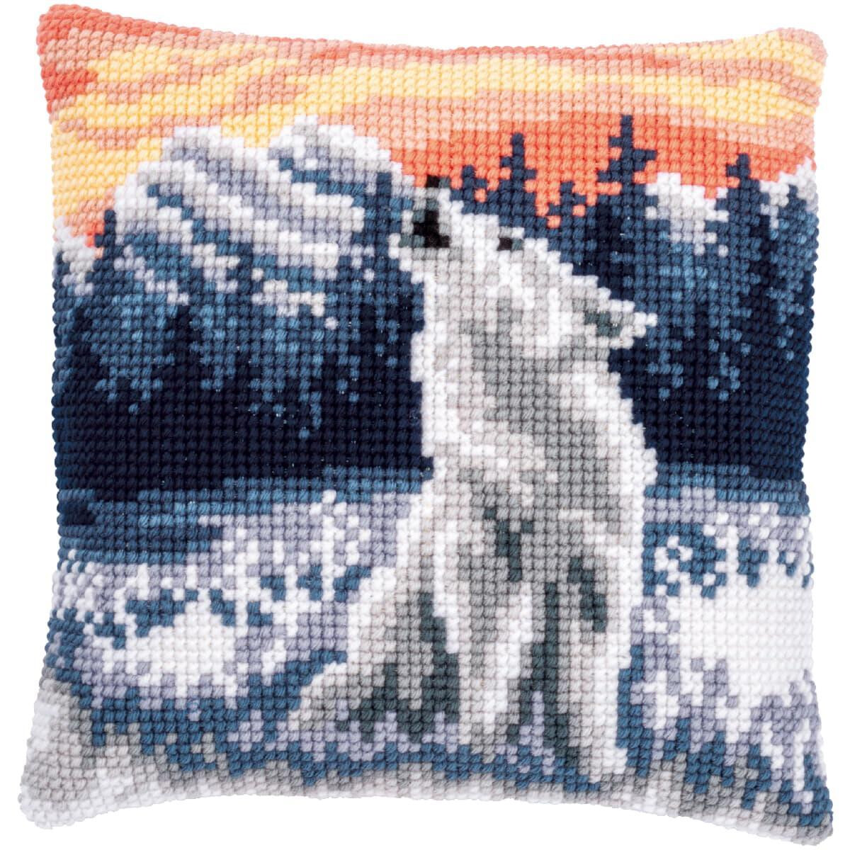 Vervaco stamped cross stitch kit cushion "Wolf in...